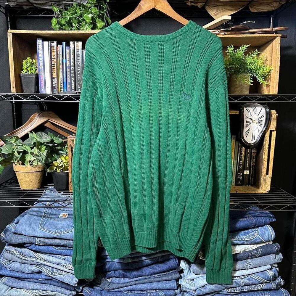 Chaps Ralph Lauren Cable Knit Sweater Green Preppy Heavyweight Sweatshirt Large